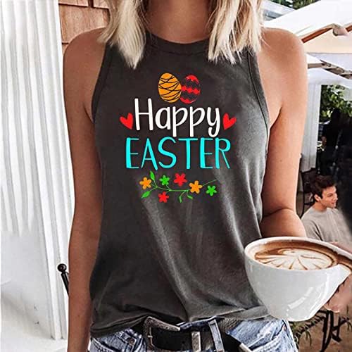XipCokm Happy Uskršnji slom tiskani rezervoar Top žena labava majica bez rukava Ležerstva Ljetna modna
