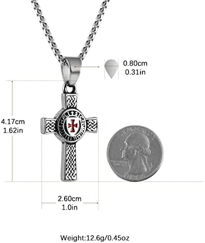 AsAlways AsAlways Knights Cross Od Nerđajućeg Čelika Templar Eternal Celtic Irski Čvor Privjesak Ogrlica, 22+2 Inča Lanac