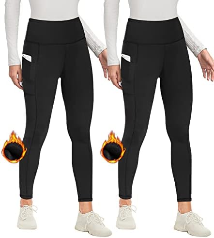 Nexiepoch Fleece obložene gamaše - Visoki struk sa džepovima Termičke tople temmeske hlače Yoga Workout