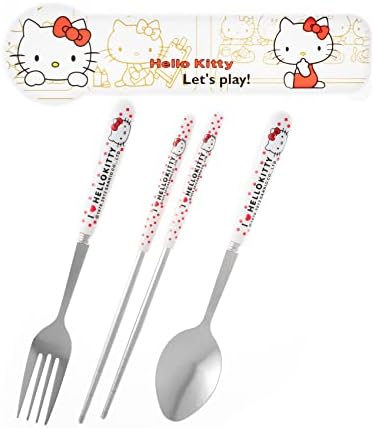 Onezhi Cartoon kitty set uključuje štapiće za viljuške od nerđajućeg čelika za višekratnu upotrebu i slatku