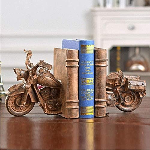 Liushi Bookends 1 par Retro motocikl Decor Art Bookend Statue za knjige filmovi CD Video igre za ured, biblioteka