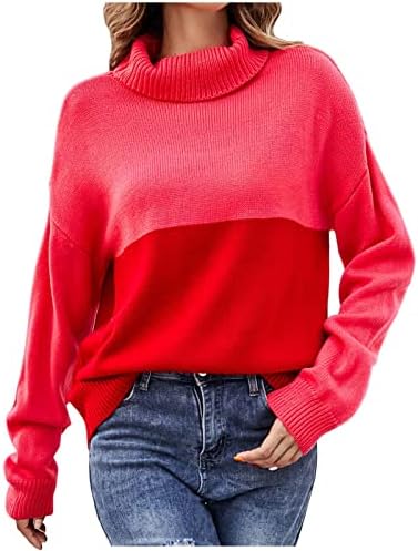 2022 džemper za žene zimske kornjače Pleteni džemperi Pulover dugih rukava blok blok pletiva džipke
