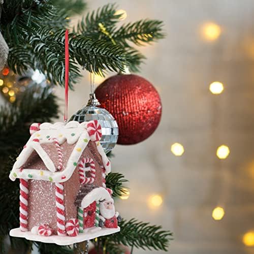 NUOBESTY stoni znakovi 3kom Božićno osvijetljena kuća od medenjaka Ornament Resin Božićne kuće minijaturne