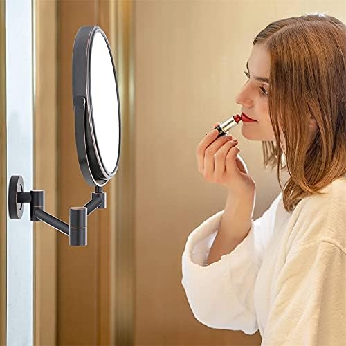 NERDOH zidno ogledalo za brijanje šminke sa uvećanjem, 8 inča crno 360° Rotirajuće proširivo sklopivo