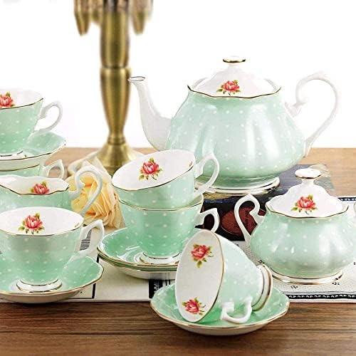 Lianxiao - Tea setovi sa čajnim čajnim vrčem za popodnevni čaj porculan čaj čaja i tanjur Britanske kraljevske kosti porculan