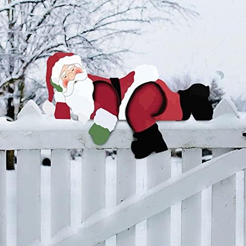 Jeweli Božić Ograda Peeping Art Dekoracije Santa Claus Ograda Ukrao Peeker Ukrasi Zimski Dvorište Art Zid Znak