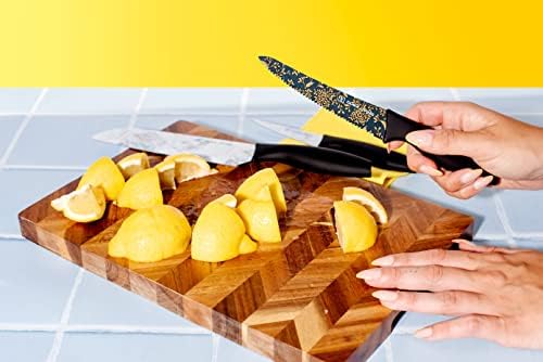 DURA dnevni set kuhinjskih noža od mramora od 3 komada-Ultra Sharp od Nehranjivog čelika od Nehranjivog čelika 7 inča Santoku, uslužni program od 5 inča, noževi za kuhanje od 3,5 inča sa odgovarajućim omotačima