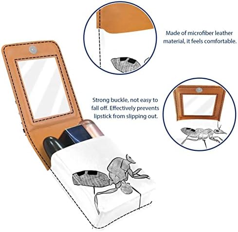 ORYUEKAN Mini torba za šminkanje sa ogledalom, torbica za kvačilo od umjetne kože, retro Art Animal Ant Grey