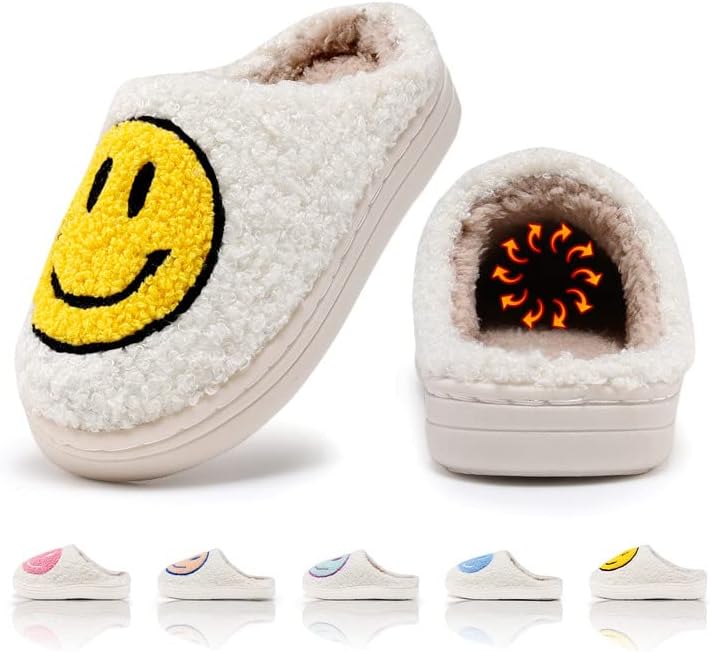 Dječije papuče sa osmehom lica Fluffy Anti-Slip Warm Slipper Upgrade meke slatke kućne papuče unutrašnje vanjske cipele za dječake djevojčice