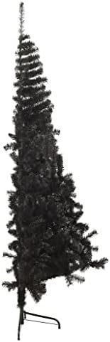 Vidaxl umjetna polovica božićnog stabla sa postoljem crna 70.9 PVC