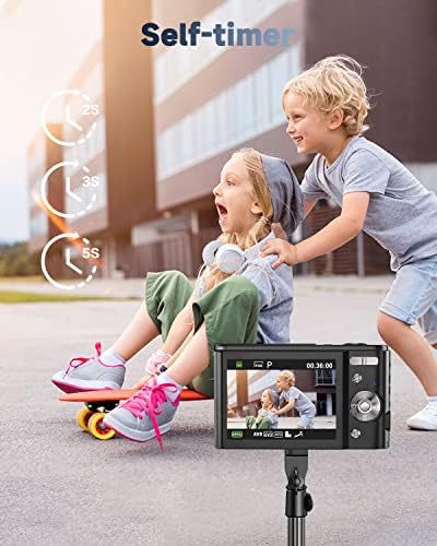 Dječja kamera, Zostuic 48MP digitalni fotoaparat automatsko fokusiranje sa 32 GB kartice FHD 1080p Vlogging Camera 16x Zum, kompaktne prenosne mini igračke kamere za 4-15 godina Djeca djeca dječje dječake