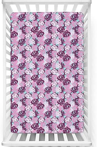 Fuchsia Themed Opremljeni lim, standardni madrac sa krevetom ugrađeni list meki i prozračni posteljina-sjajni za dječaka ili djevojčicu ili vrtić, 28 x52, blijedo plavo ljubičasta purple fucsia pastel ljubičasta
