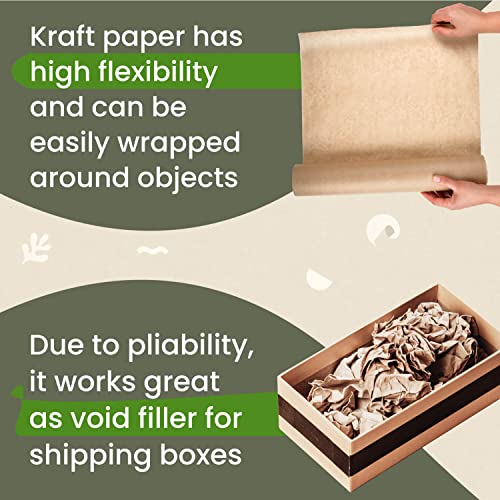 Idl ambalaža 36 x 180 stopa smeđi kraft papir rola, 30 funti - kvalitetan papir za pakiranje, kretanje, otpremanje, zanat - prirodni prirodni šarki papir za omotavanje