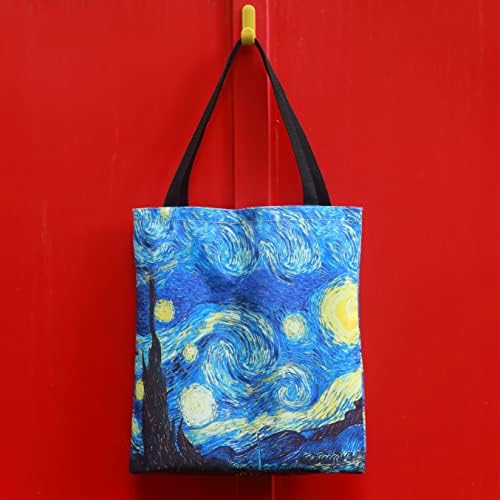 Van Gogh platnena umjetnička torba, estetska torba za nošenje na ramenu za višekratnu upotrebu, ženska radna putovanja na plažu, torba za kupovinu za višekratnu upotrebu.