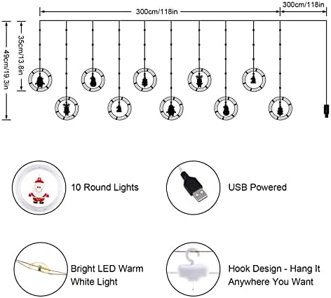 Božićna svjetla, 9.84 noge duge dekoracije Fairy Light sa 10 okrugla svjetla i 125 Twinkle LED žičana svjetla