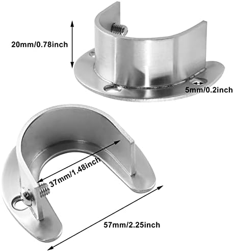 Augiimor 4pcs 1-1 / 2 inčni nosač za ormare, teški nosač štapa od nehrđajućeg čelika, nosač za