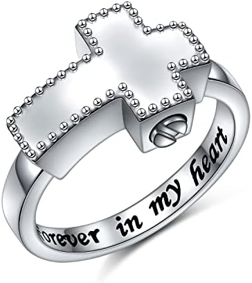 Prekrivač urne prsten za pepeo Sterling Silver zauvijek u mojoj srčanoj urnoj kremiranju Memorijalni prstenovi
