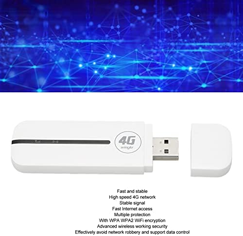4G LTE USB WiFi Modem, prijenosni Plug and Play 4G usmjerivač sa utorom za SIM karticu, prijenosni prijenosni putni Hotspot velike brzine Mini usmjerivač za vanjsku upotrebu automobila bijeli