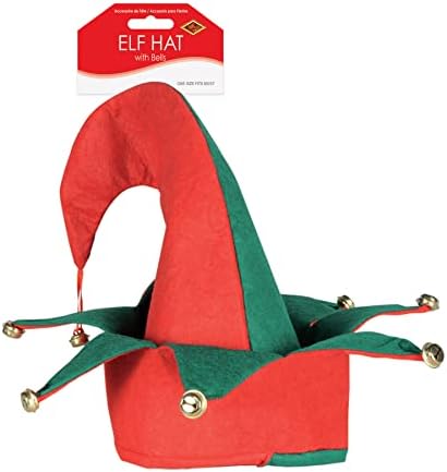 Beistle 20736 felt Elf šešir sa zvonima, jedna veličina odgovara većini,