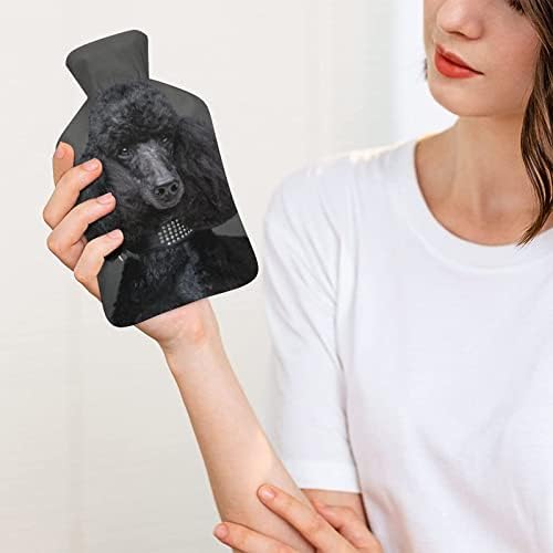 Predivna Crna Pudlica za toplu vodu gumeni grijač za krevet slatka topla torba s poklopcem za grčeve u periodu protiv bolova