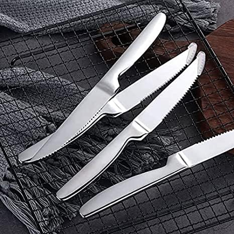 Tafaal Set od 12 noževa za odreske od nerđajućeg čelika, otporan na koroziju, nazubljeno oštro sečivo,