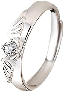 Angel podudaranje Obećanja prstenova za parove Najbolji prijatelj Slatka ljubav poklon nakita za njega Njene žene Muškarci Dječački dečko veličina Podesiva prstena