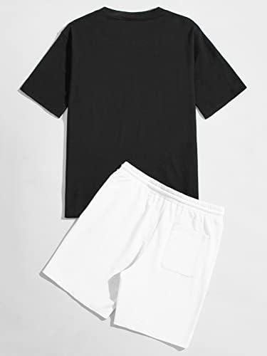 Majica i kratke hlače Romwe Muška grafička majica i šorc se postavljaju trenerke 2 komada odjeća