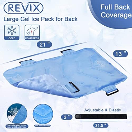 REVIX Ice Pack za ublažavanje bolova u koljenu, Gel za višekratnu upotrebu Ice Wrap za povrede nogu i REVIX full back Ice Pack za povrede višekratni veliki Gel Ice Wrap za bol u leđima