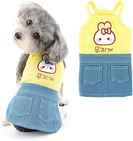 Ranphy Dog Denim haljina za male pse devojka slatka Odeća za kućne ljubimce sa duplim džepovima
