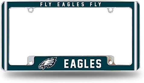 NFL Philadelphia Eagles Fly Eagles Fly Premium u punoj boji dugotrajna legura cinka hromirana timska registarska tablica Frame-4 držač vijčane oznake sa istaknutim team Pride Cheer