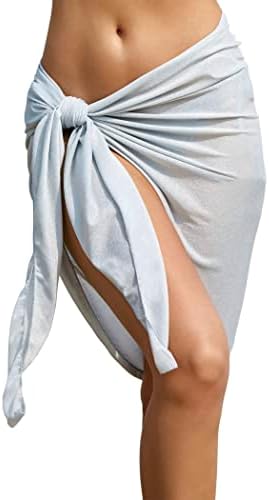 ZAFUL metalik sjajni kratki sarong prekrivači za žene poluprozirni kupaći kostim omotajte kupaći