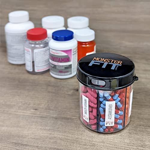 Monster Supplement dozator za lijekove sa naljepnicama za pretince - izuzetno velike ručke za bočice s tabletama