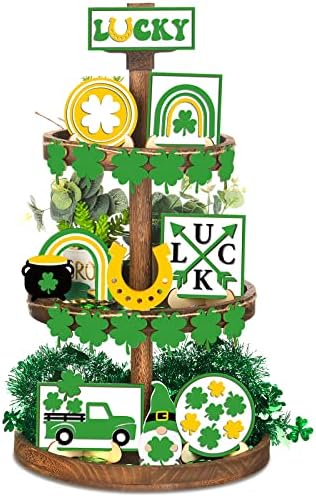 20 kom St. Patrick Dan dekoracije slojevite ladicu Decor Shamrock Gnome Lucky Truck drveni znakovi zelena seoska kuća Table znakovi za irski festival Party Home table Holiday