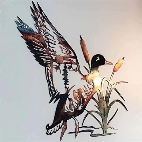 Lov i pastrmki Ribolovni scena Metalna zida umjetnost Metal Art Zidne Wild Ducks Lov Vintage Božićni kamin