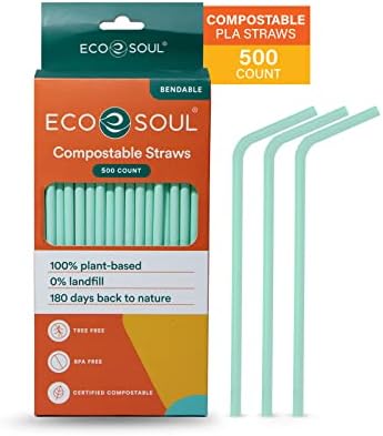 Eco Soul kompostabilne slamke [500 brojeva] [8.25 ] Eko-prijateljske biorazgradive održive za jednokratnu