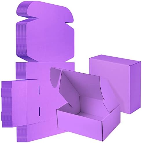 AIYUNNI 25 pakovanja malih kutija za otpremu ljubičasta valovita kartonska kutija 10x10x4 inča,valovita