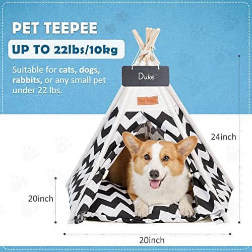 Pet Teepee, 24inch prijenosni pas Teepee šator, mačka za pranje TAT TENT, zatvorena kuća za pse sa jastukom,