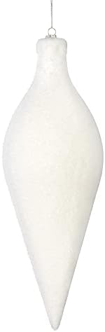 Vickerman 12 Bijeli Flokirani Ovalni Završni Ukras. Ovaj ukras ima meki sloj bijelog jata koji će dodati teksturu