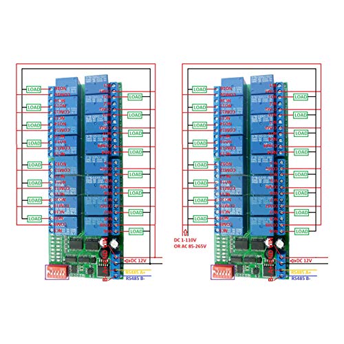Relej modul, serijski preklopnik, RTU relej DC 12V Radni napon 16 kanalni RS485 relej, za laboratorija