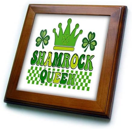 3drose slatka zelena St Patricks Day Shamrock kraljica ilustracija-uokvirene pločice
