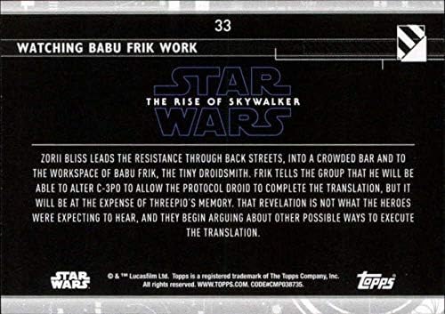 2020 TOPPS Star Wars Raspon Skywalker Series 2 Blue 33 Gledanje Babu Frik Radna rey Trgovačka kartica