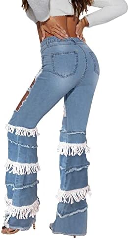 MIASHUI ženske pantalone veće veličine elastični struk spajanje ženskih džepnih trapera sa visokim dugmetom elastične