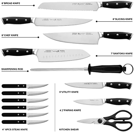 Romantičar Nož Set 16-komad kuhinjski nož Set, njemački nehrđajućeg čelika Čvrst i izdržljiv kuhinja noževi,