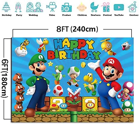 chaungda 8x6ft Super Mario zlatnik Video igra Sretan rođendan tema fotografija pozadine deca dečaci
