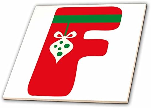 3drose slatka crvena i zelena Božić Monogram početne F-Tiles