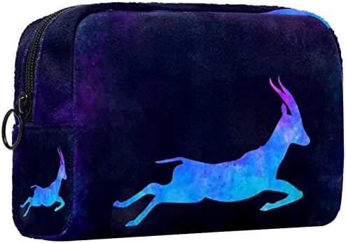 Mala šminkarska torba, patentno torbica Travel Kozmetički organizator za žene i djevojke, ljubičaste plave antilope