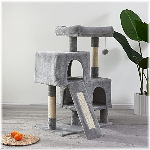 Mačji toranj, mačje drvo od 34,4 inča sa daskom za grebanje, 2 luksuzna stana, mačje drvo za velike mačke, čvrsto