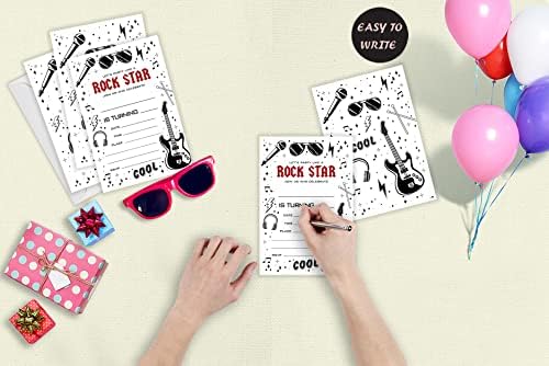 20 Pack Rockstar Party pozivnice sa kovertama, muzički bend Stranka pozivnica za dječje dječake,