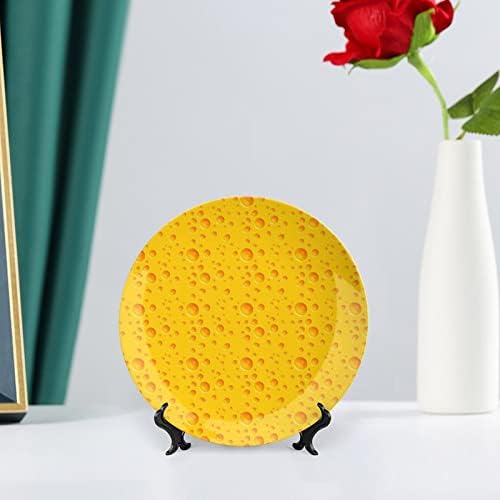 Žuta sir kost Kina Dekorativna ploča okrugla keramičke ploče zanat sa postoljem za prikaz za uređenje