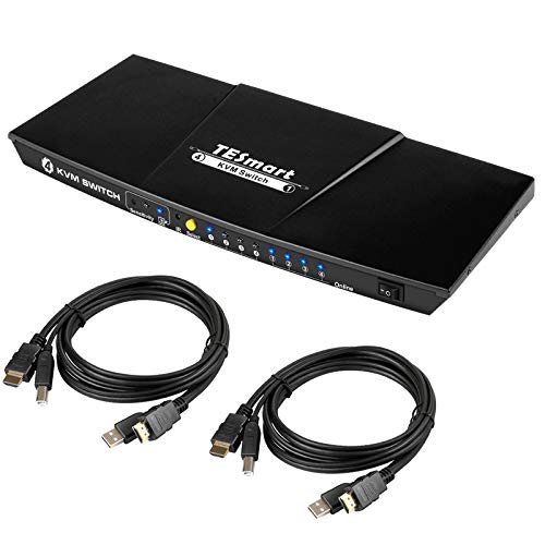 TESmart 4k KVM prekidač HDMI 2 ulaz 1 Izlaz 3840x2160@30Hz sa 2 kom 5ft KVM kablovi podržava USB 2.0 kontrolu